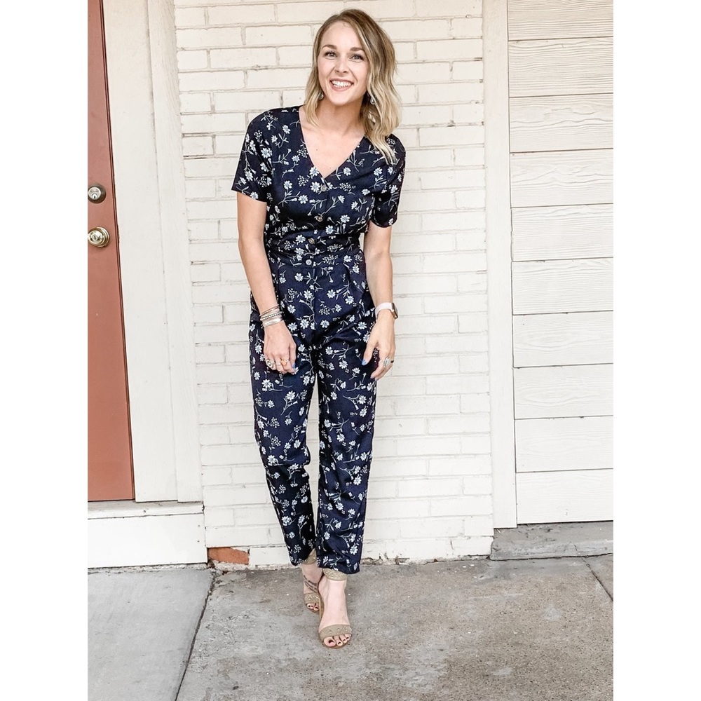 Black floral jumpsuit